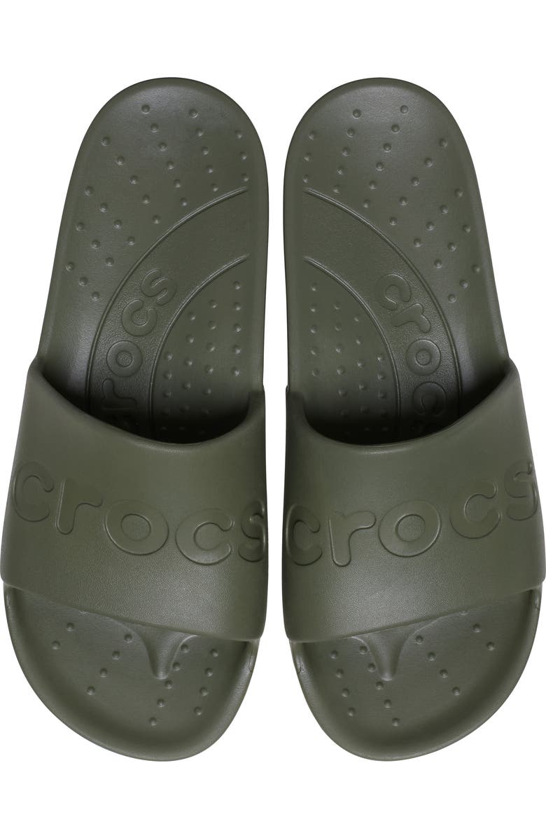 CROCS Gender Inclusive Logo Slide Sandal, Alternate, color, Army Green