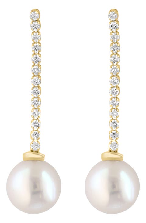 Freshwater Pearl & Diamond Earrings