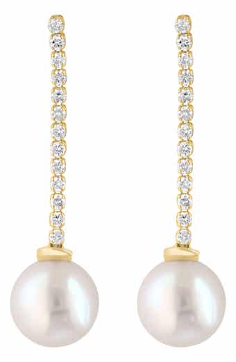 Freshwater Pearl & Diamond Earrings