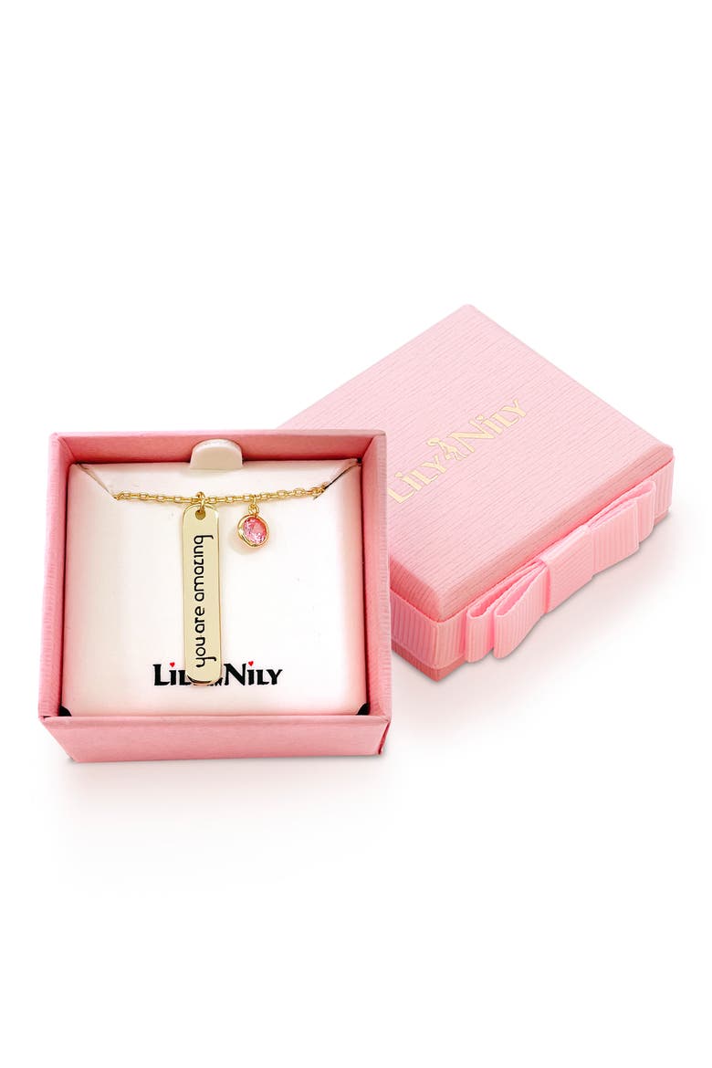 Kids' You are Amazing Bar Pendant Necklace, Alternate, color, GOLD