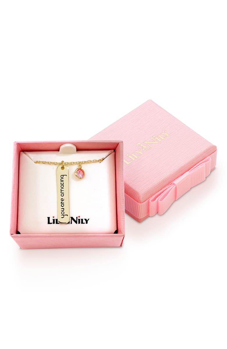 Lily Nily Kids' You are Amazing Bar Pendant Necklace, Alternate, color, Gold