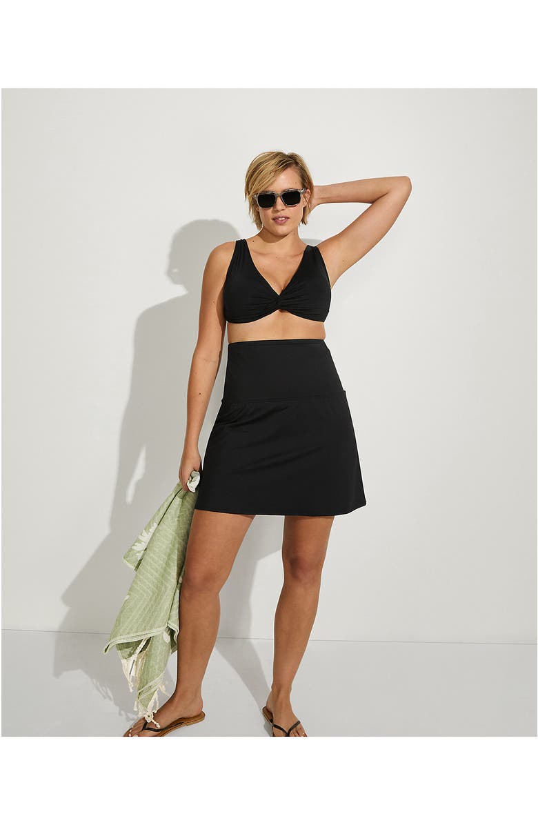 Lands' End Plus Size Ultra High Waisted Swim Skirt, Alternate, color, Black