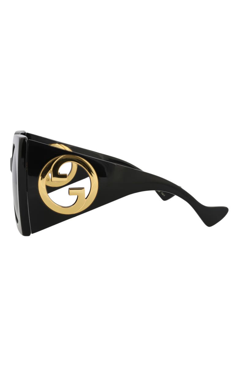 Gucci 55mm Square Sunglasses, Alternate, color, Black Black Grey