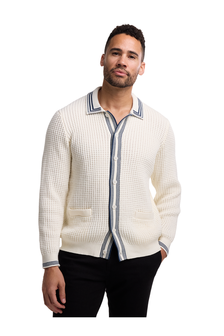 Cotton Button Front Polo, Alternate, color, Ivory
