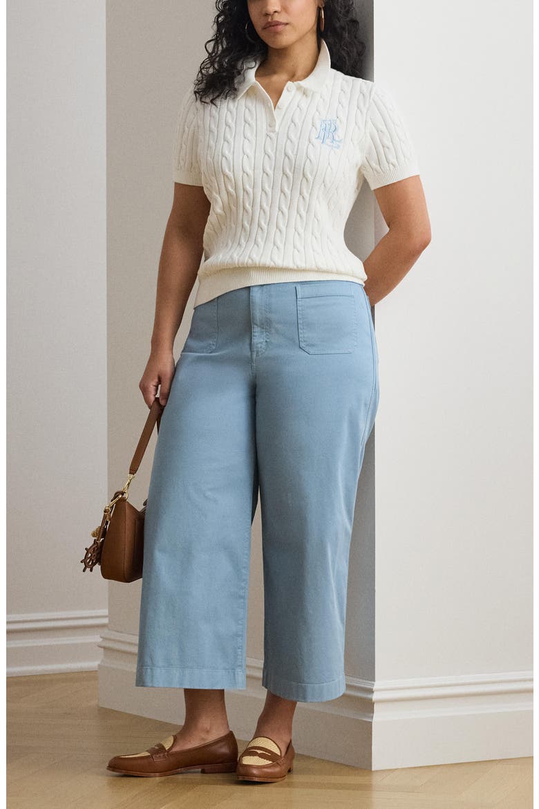 Natrissa Cable Knit Polo Sweater, Alternate, color, WHITE