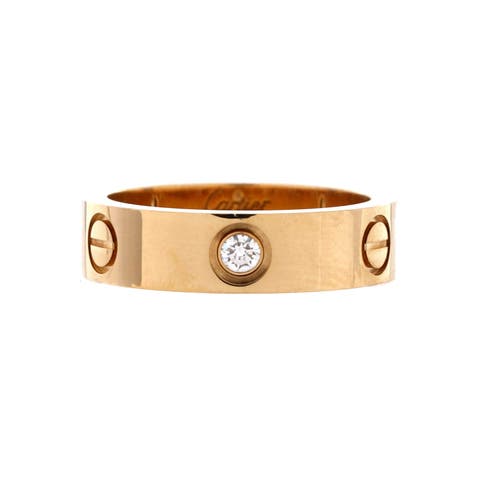 Love 3 Diamonds Band Ring 18K Yellow Gold with Diamonds