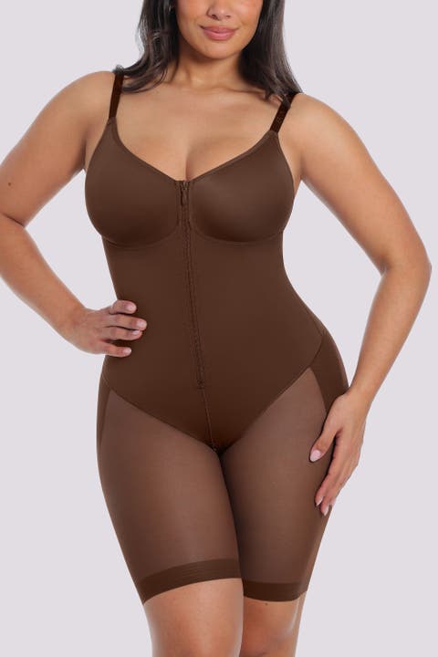 Body Shaper With Zipper Crotch Mid-Thigh Bodysuit