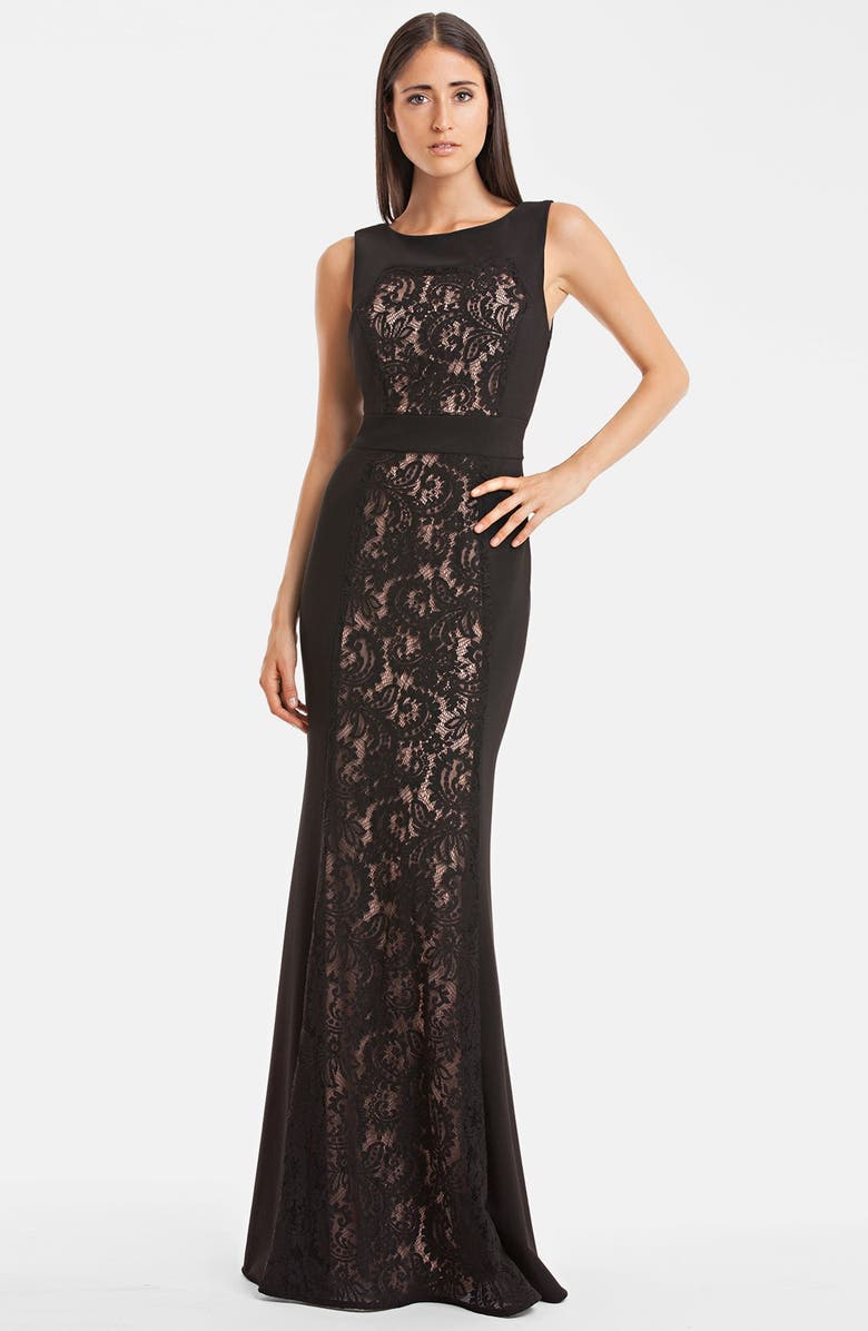 JS Collections Ottoman & Lace Scoop Back Gown, Main, color, 