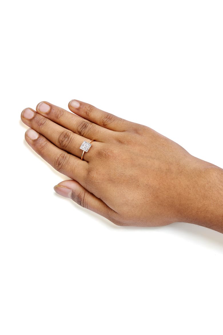 10K Rose Gold 1/3 Cttw Invisible Set Princess Diamond Composite Square Ring, Alternate, color, Pink
