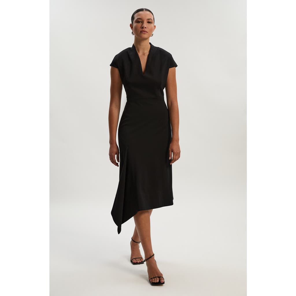 Karen Millen Asymmetric Front Tailored Midi Dress in Black  product