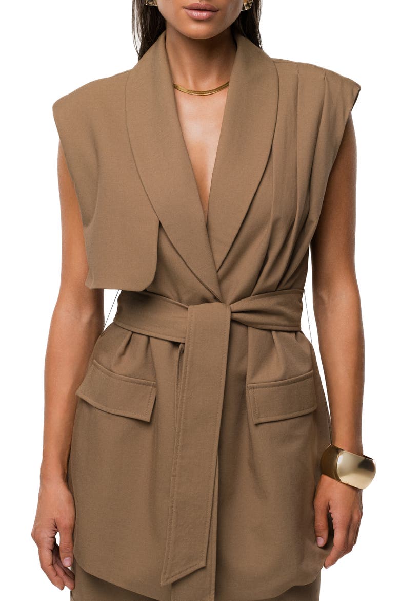 Jeanie Belted Vest, Main, color, BROWN