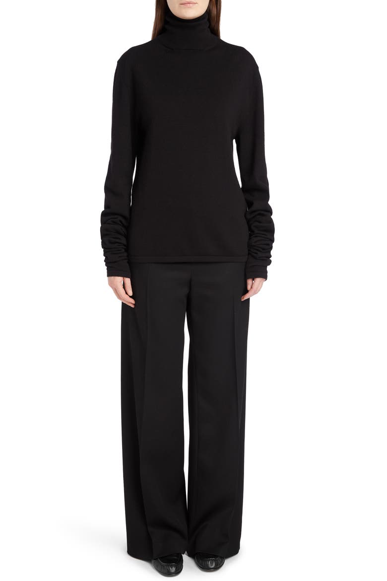 Pipa Wide Leg Virgin Wool Pants, Alternate, color, BLACK
