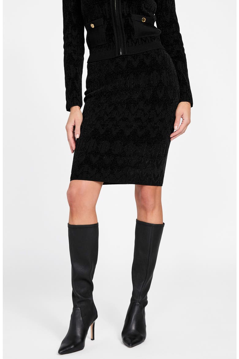 Adele Chenille Pencil Skirt, Main, color, BLACK-BLACK