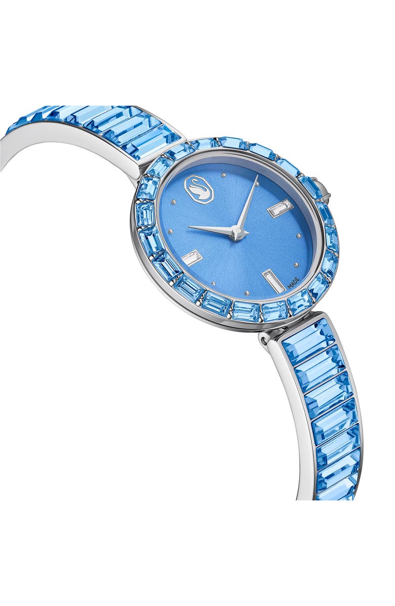 Swarovski Matrix Blue Baguette Crystal Bracelet Watch, 25mm, Alternate, color, Blue