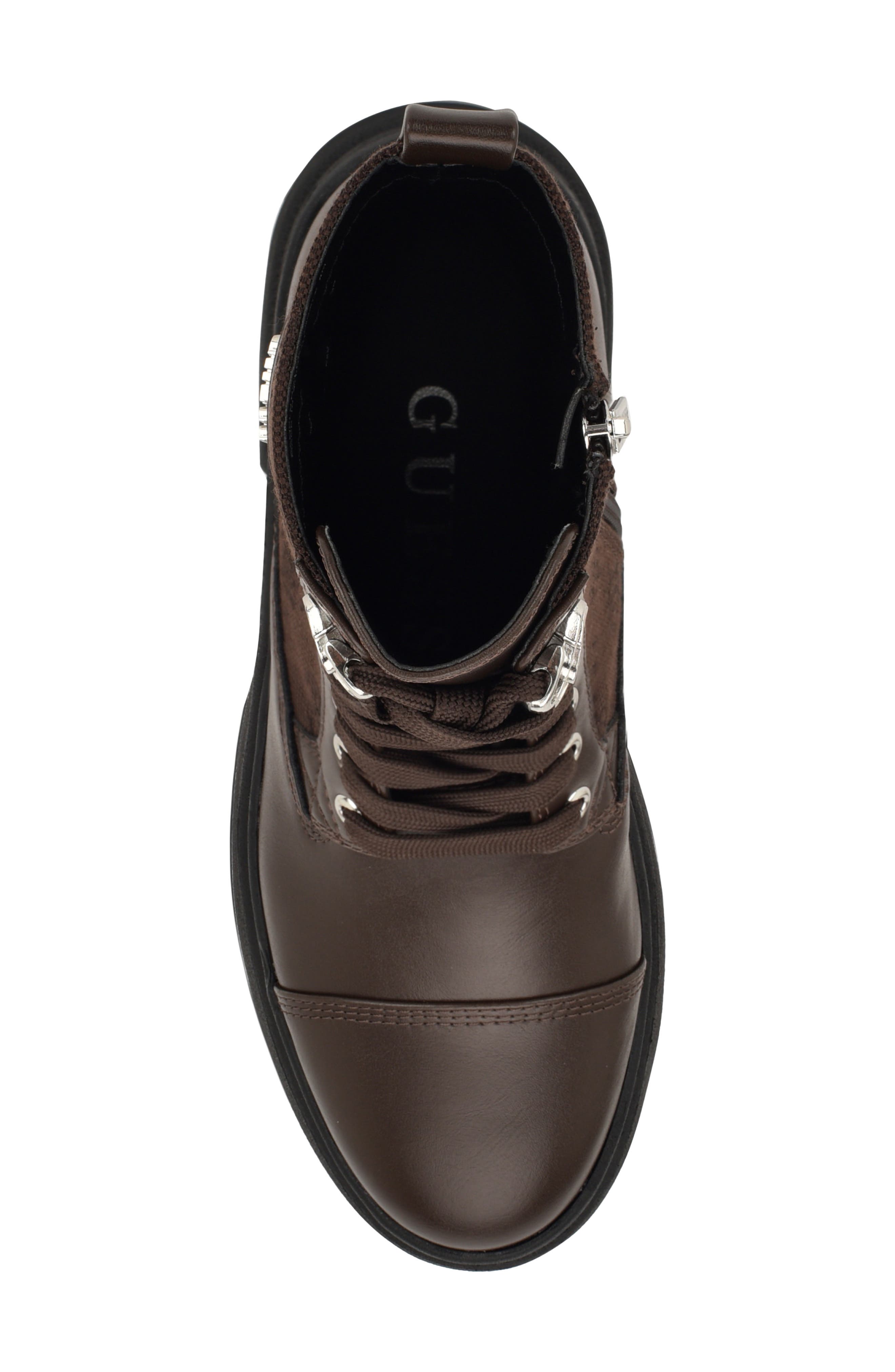 GUESS Yarini Lug Sole Boot, Alternate, color, Dark Brown