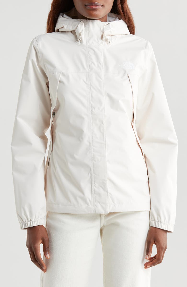 The North Face Antora Waterproof Hooded Rain Jacket, Alternate, color, White Dune
