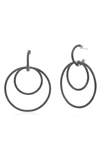 Alor ® Cable Hoop Drop Huggie Hoop Earrings In Black