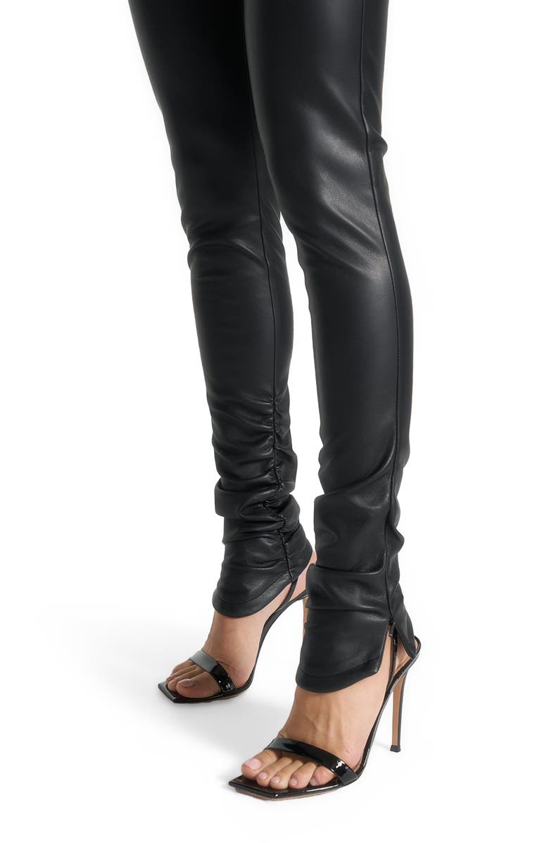 Manière De Voir Clara Leather Angled Waistband Leggings, Alternate, color,