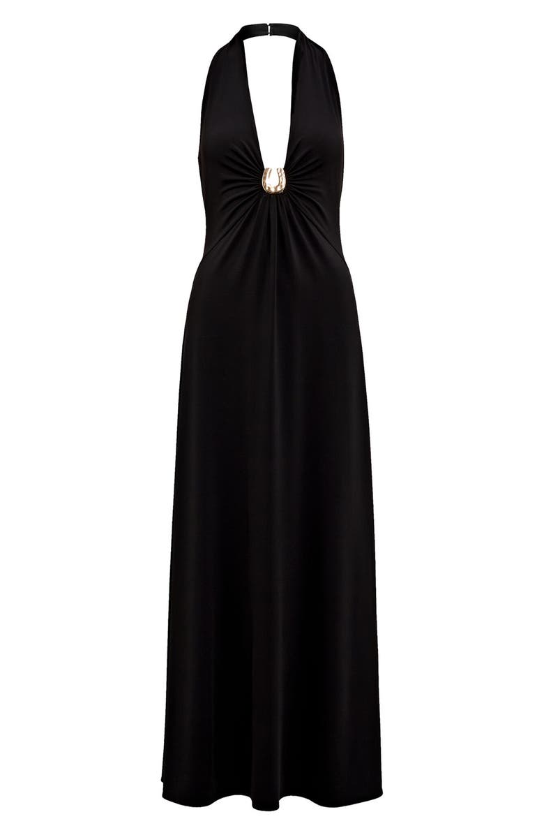 Ever New Behati Jersey Midi Halter Dress, Alternate, color, Black