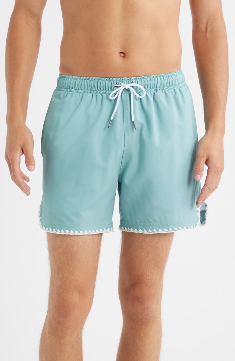 MAVRANS Mint Stitch Waterproof Swim Trunks, Main, color, Blue