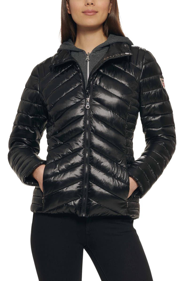 GUESS Packable Water Resistant Puffer Jacket, Main, color,