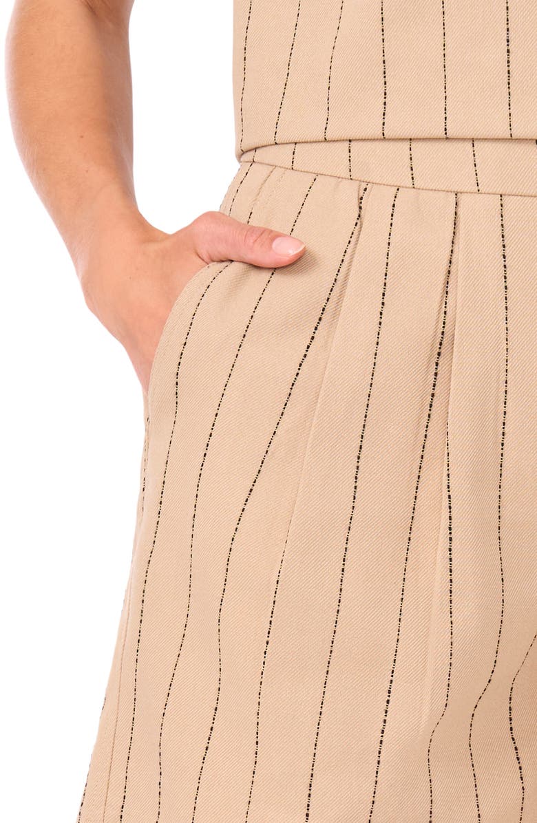 Halogen<sup>®</sup> Pleated Stripe Linen & Cotton Shorts, Alternate, color, Dusty Camel