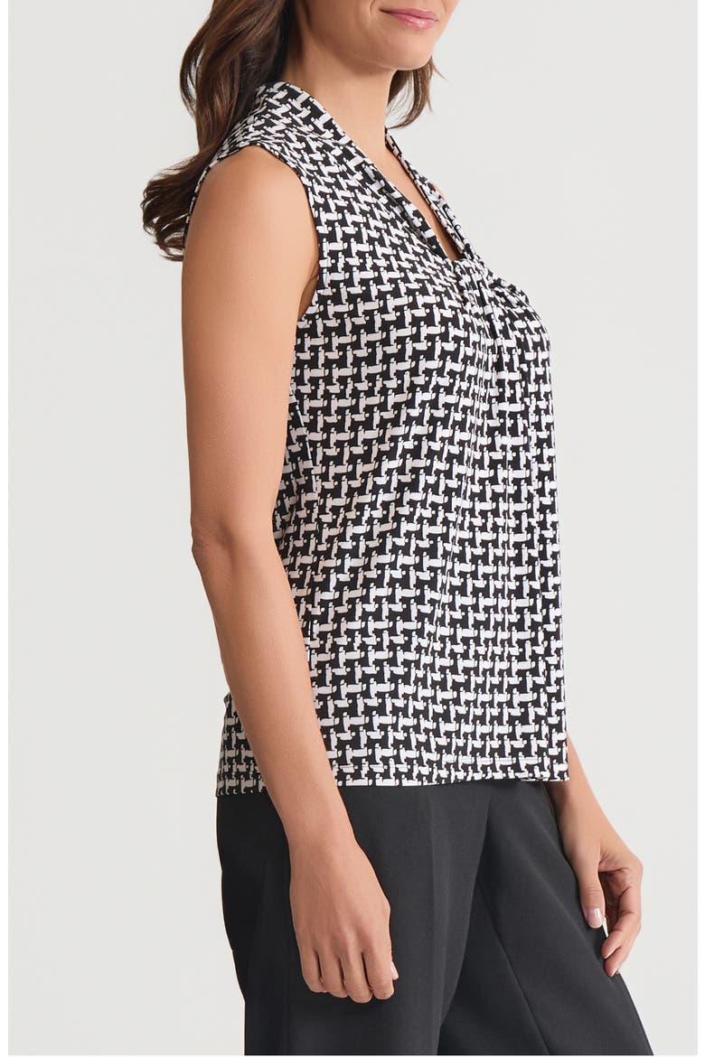 Abstract Print Knot Front Sleeveless Top, Alternate, color, BLACK/ VANILLA ICE