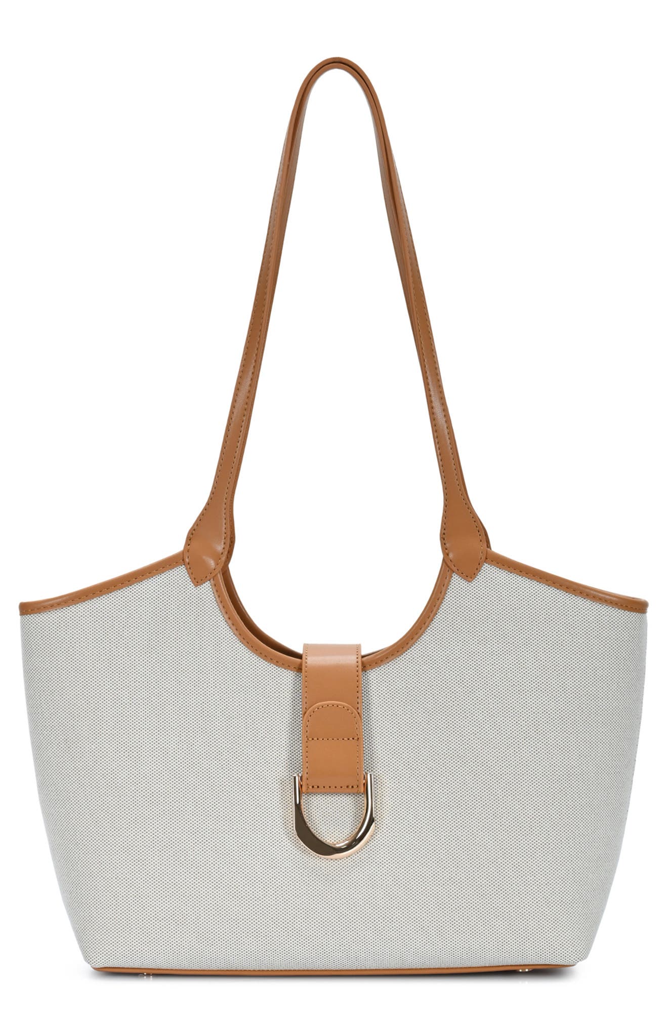 Two Tone Canvas & Faux Leather Tote