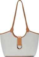 Miztique Two Tone Canvas & Faux Leather Tote