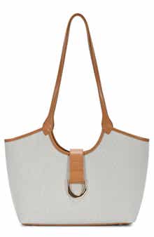 Two Tone Canvas & Faux Leather Tote