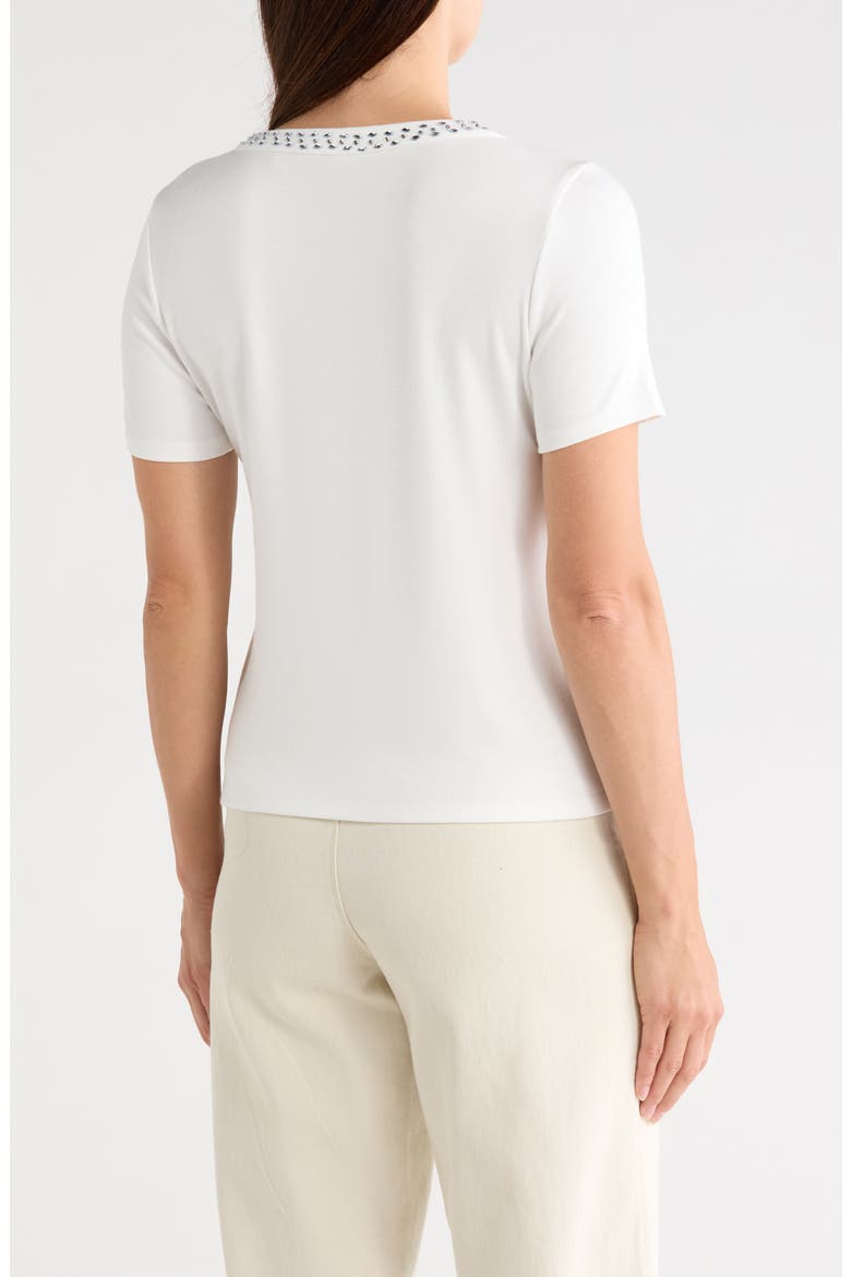 Embellished Neck Crew T-Shirt, Alternate, color, BONE