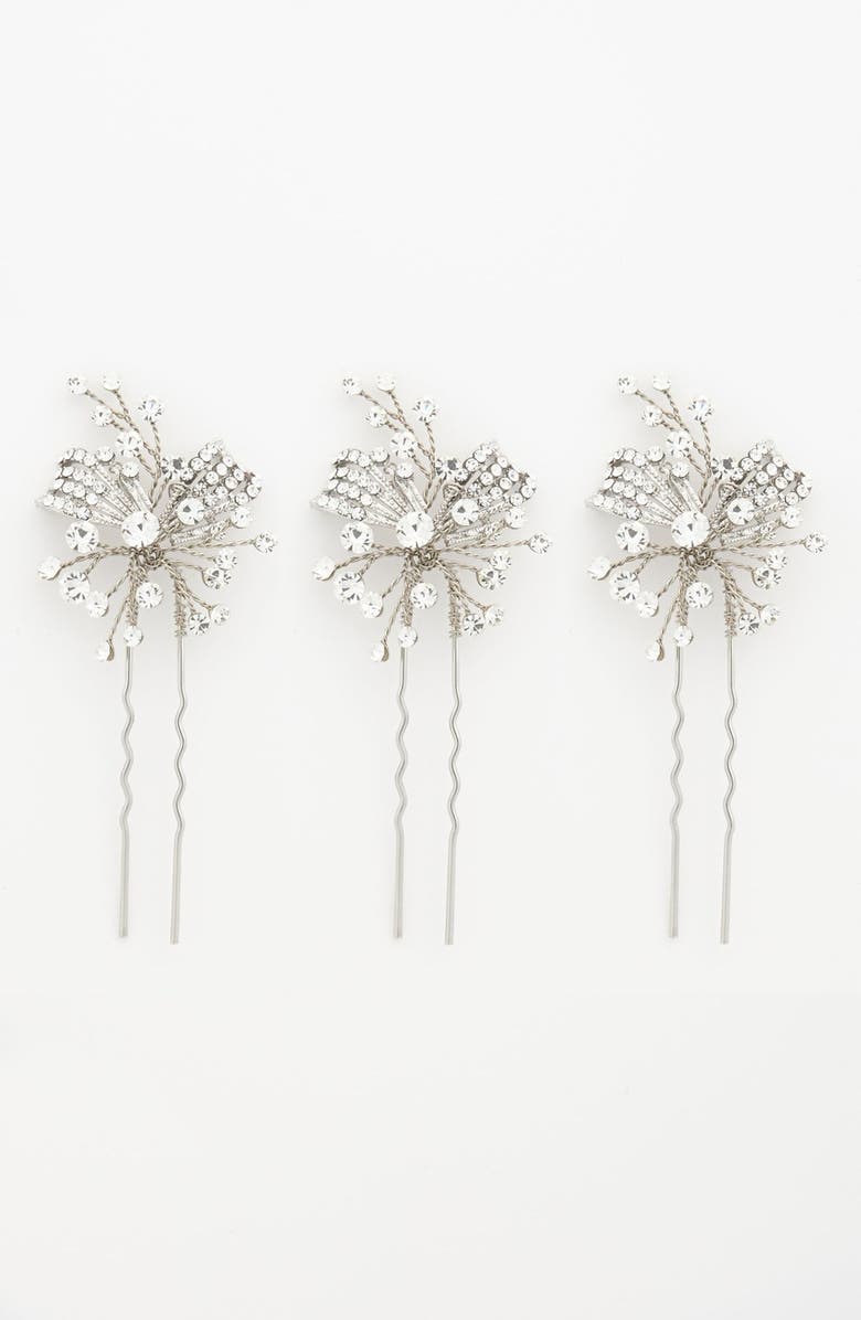 Nina 'Gwenyth' Crystal Hairpins, Alternate, color, 