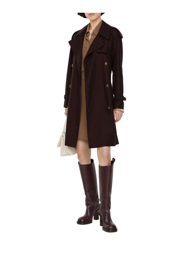 Mid-length Gabardine Castleford Trench Coat, Alternate, color, Mahogany red