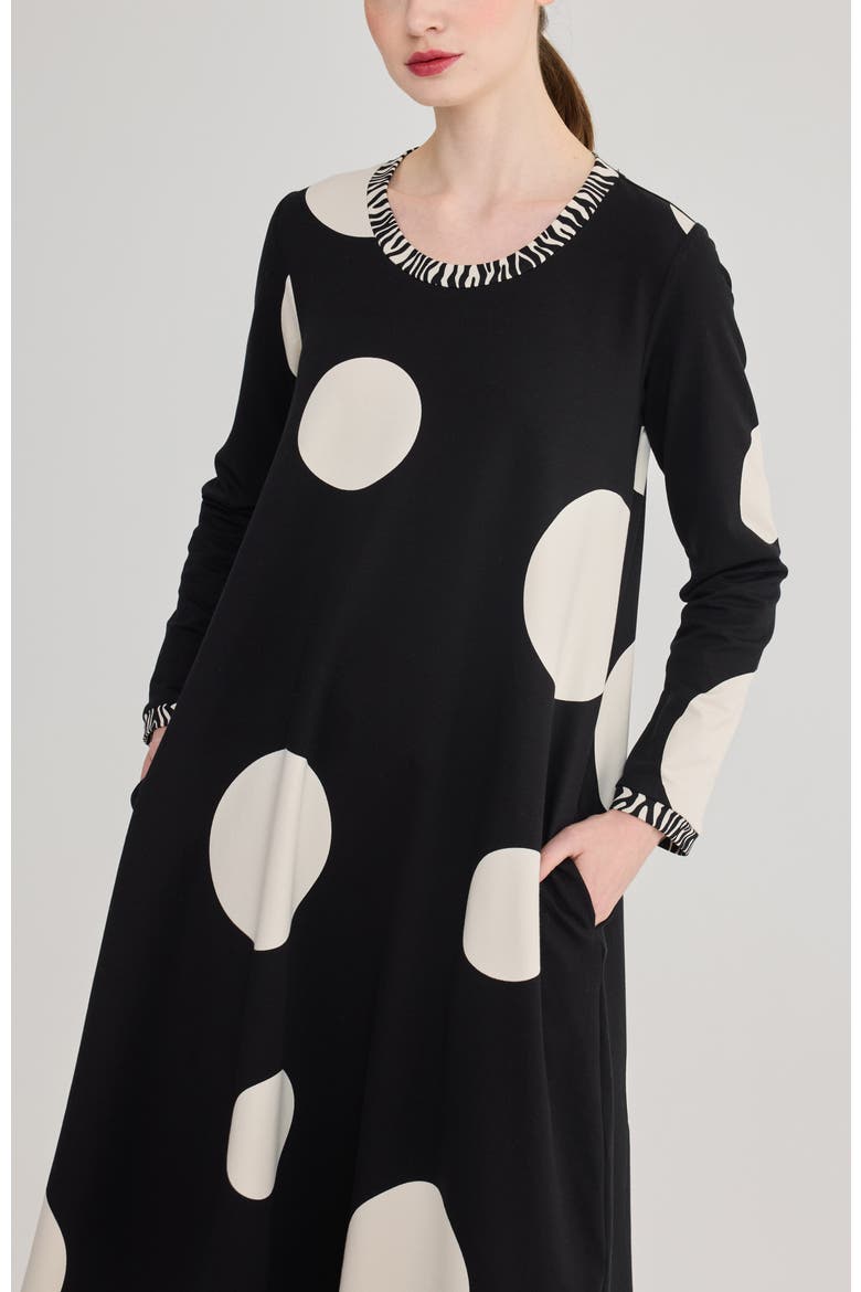 Tuva Long Printed Cotton Jersey Cardigan, Alternate, color, Polka Dots