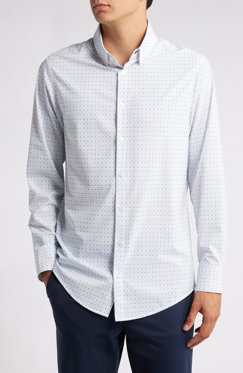 Mizzen+Main Leeward Trim Fit Print Performance Button-Up Shirt, Main, color, 