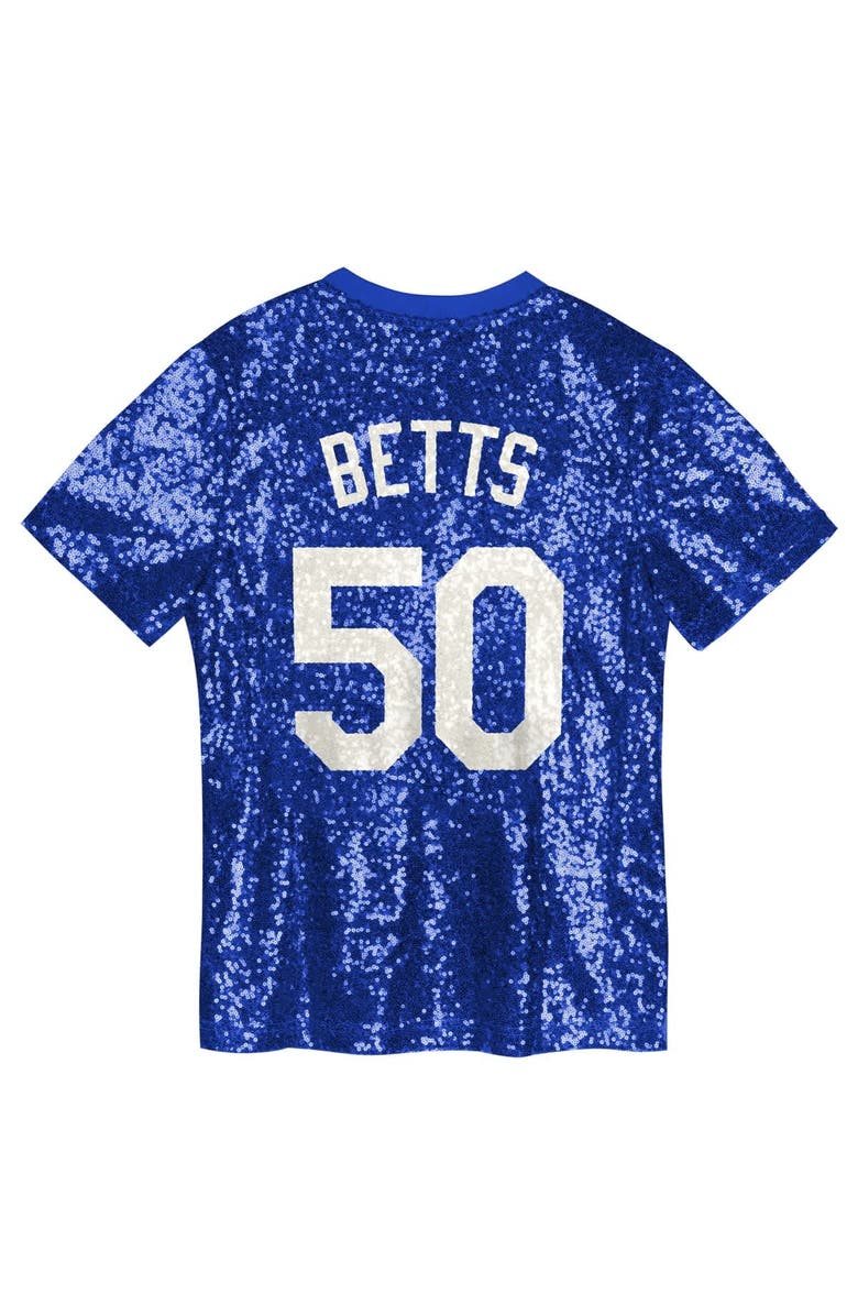 Outerstuff Juniors Mookie Betts Royal Los Angeles Dodgers Name & Number Sequin V-Neck Top, Alternate, color, 