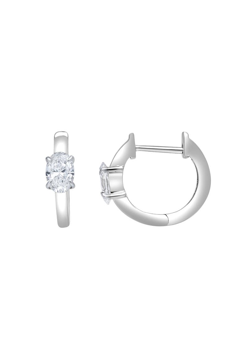 Oval Obsession 14K Gold Lab Grown Diamond Huggies - 0.75 ct, Main, color, 14K White Gold