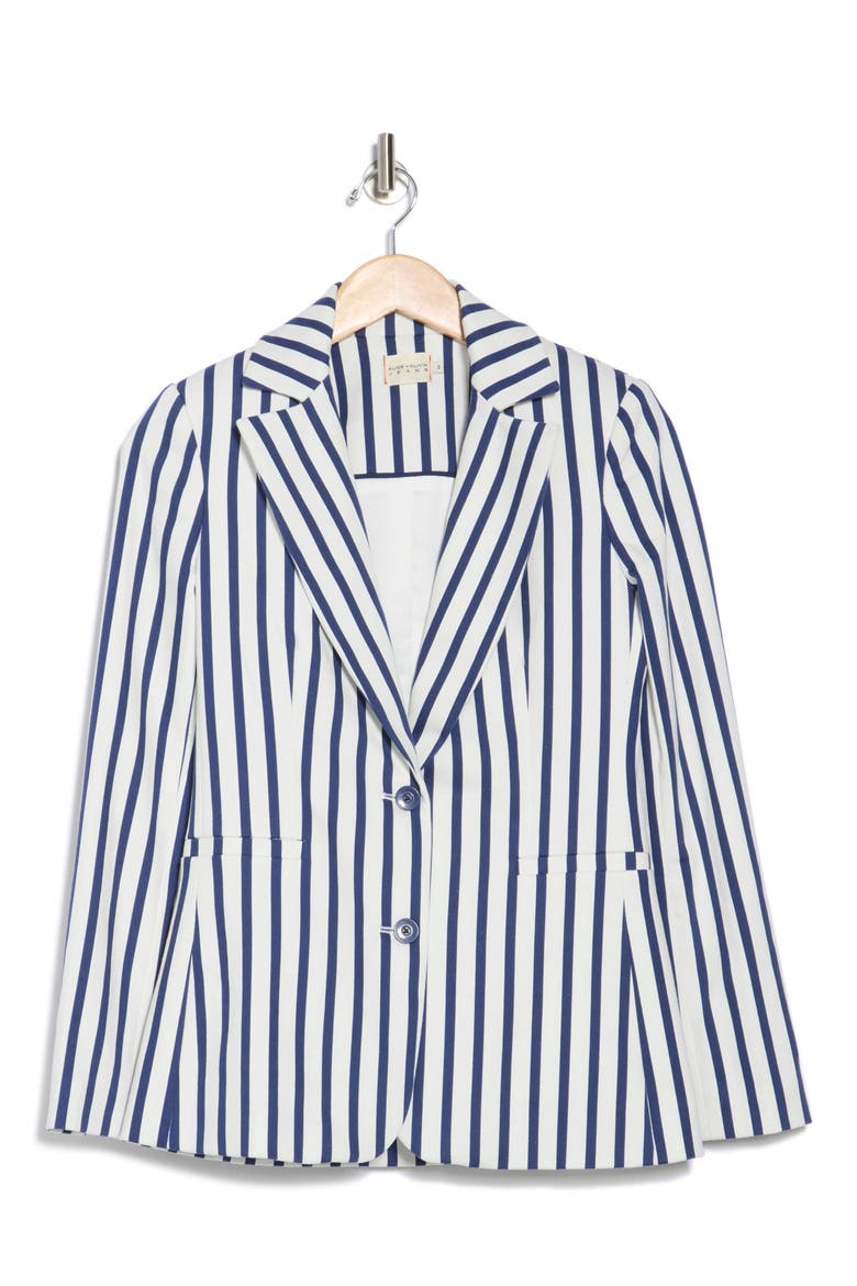 Breann Stripe Notch Lapel Blazer, Alternate, color, ADMIRAL STRIPE INDIGO