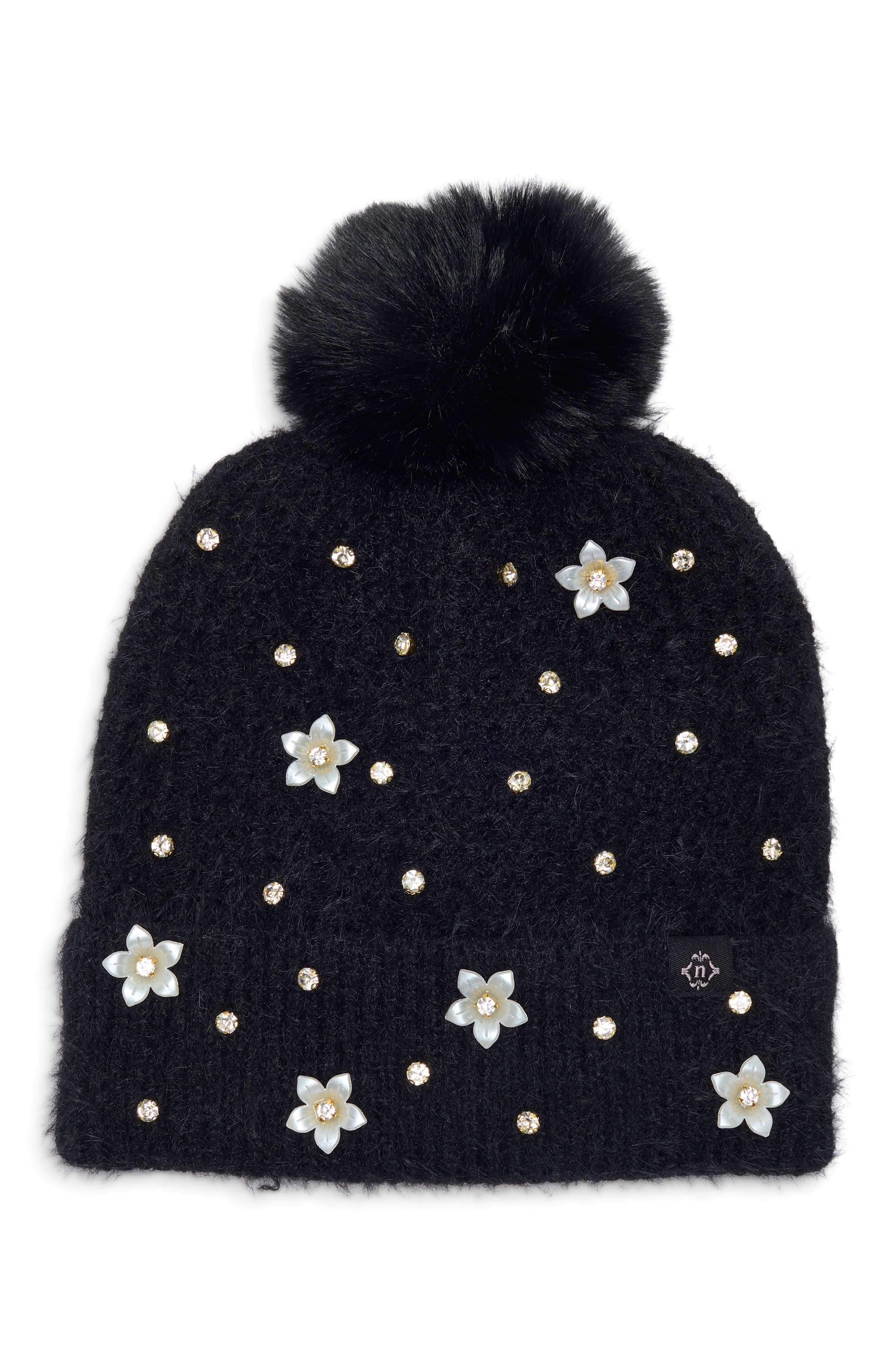 Faux Pearl Embellished Beanie