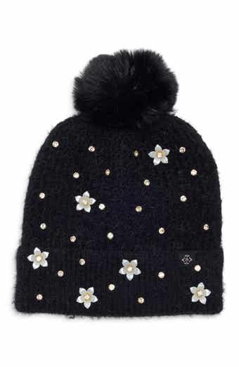 Faux Pearl Embellished Beanie