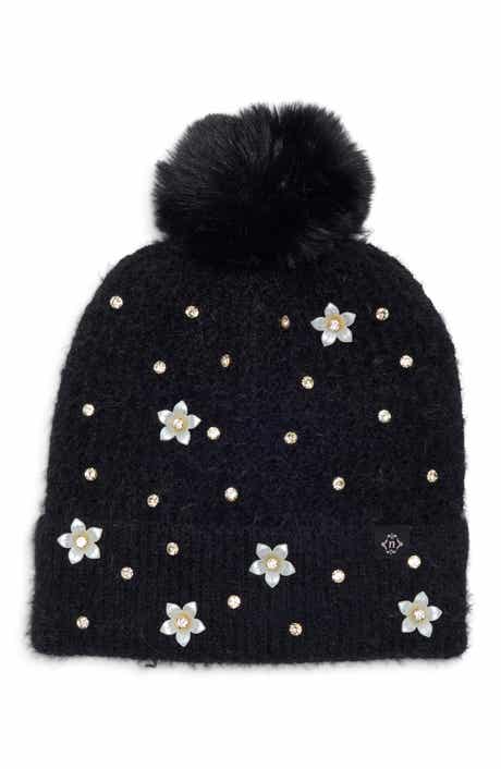 Faux Pearl Embellished Beanie