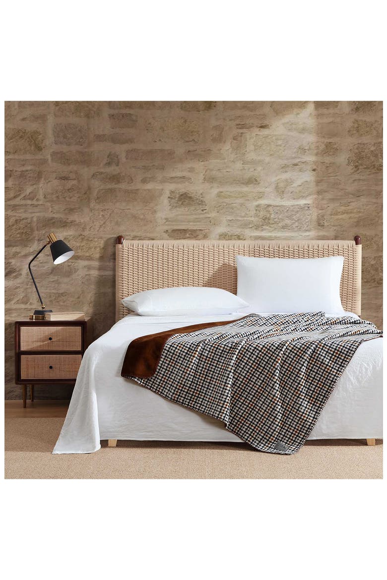 Griffin Plaid Reversible Flannel Throw Blanket, Alternate, color, WHITE/ BROWN/ BLACK MULTI