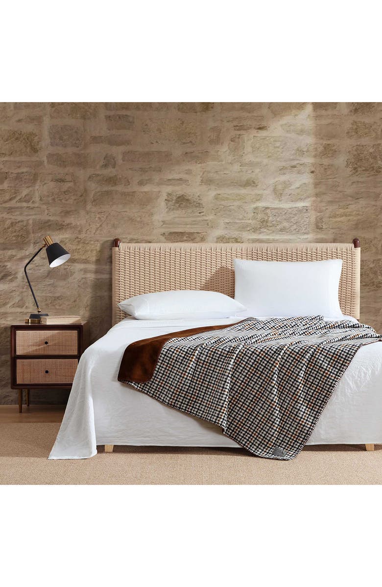 Eddie Bauer Griffin Plaid Reversible Flannel Throw Blanket, Alternate, color, White/ Brown/ Black Multi