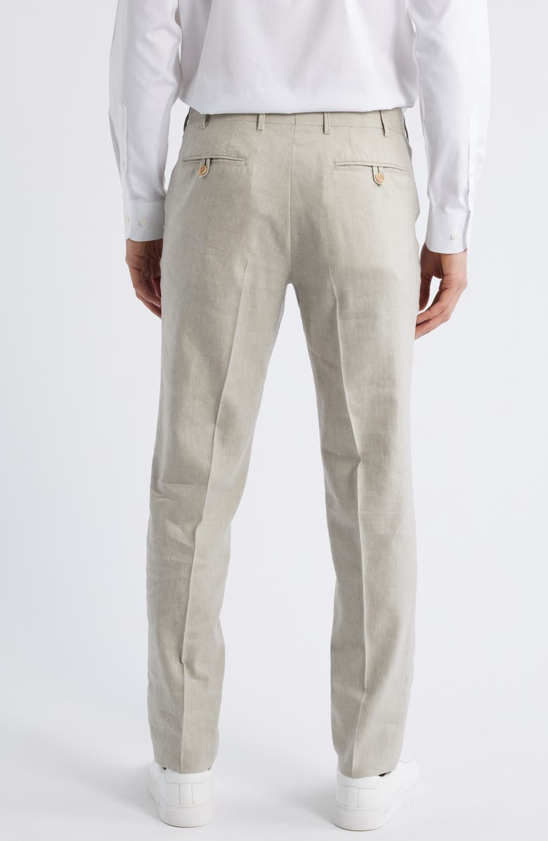 Canali Trim Fit 5-Pocket Slub Linen & Wool Dress Pants, Alternate, color, Beige