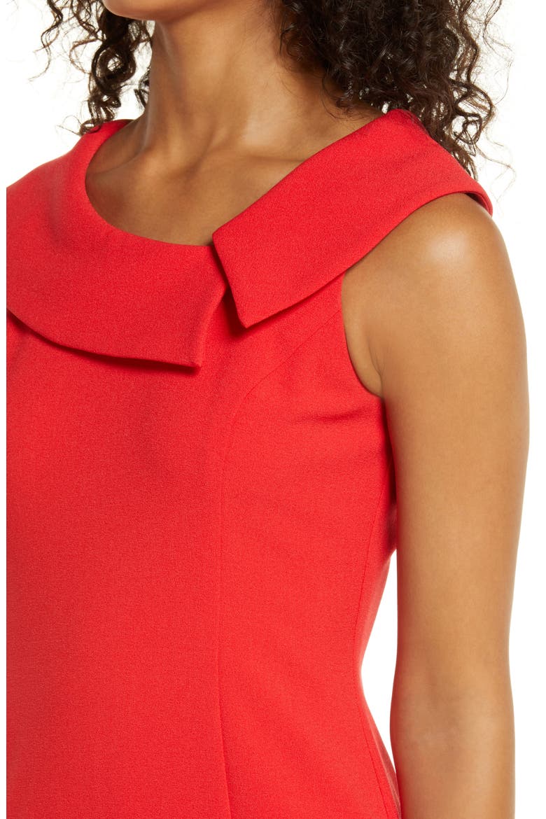 Envelope Collar Crepe Sheath Dress, Alternate, color, RED
