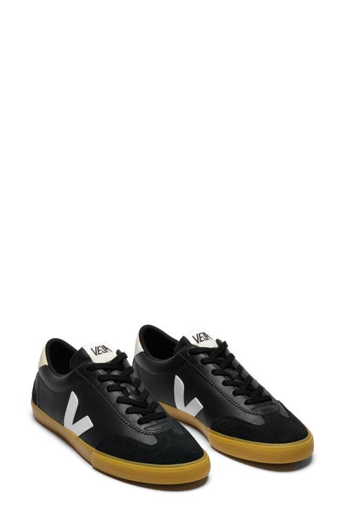 Veja Volley Black Sneakers With Side Logo And Lettering Logo On The Heel In Organic Cotton Unisex In Black