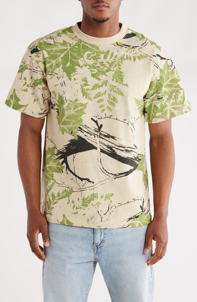 PacSun Leaves Crewneck T-Shirt, Main, color, Green Leaf Multi
