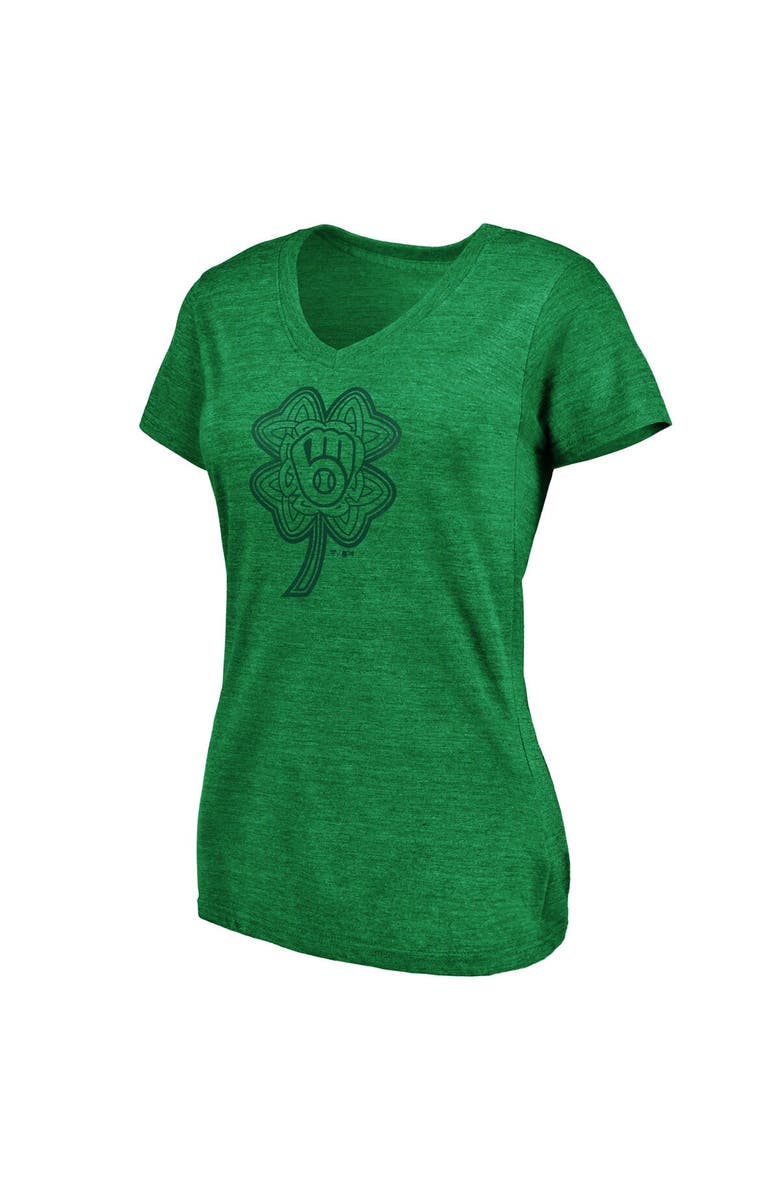 FANATICS Women's Fanatics Branded Heathered Kelly Green Milwaukee Brewers St. Patrick's Day Paddy's Pride Tri-Blend V-Neck T-Shirt, Alternate, color, 