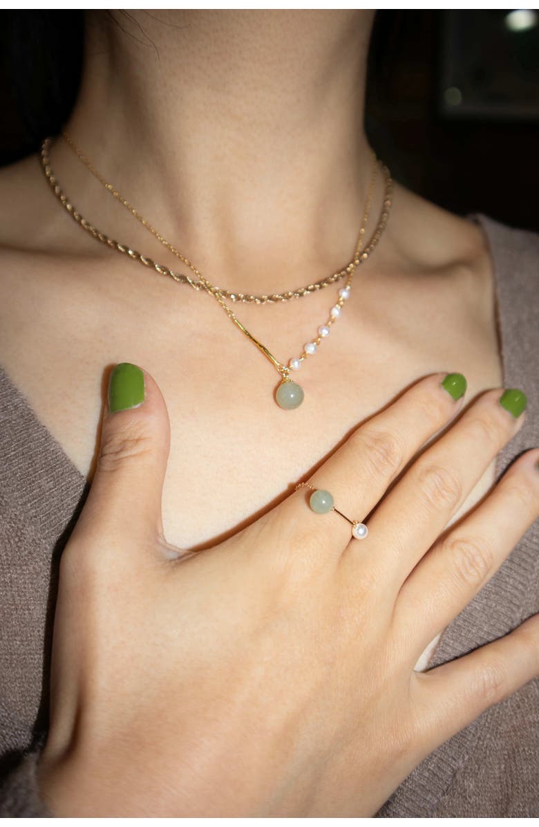 seree Isla Green jade and freshwater pearl necklace, Alternate, color, 