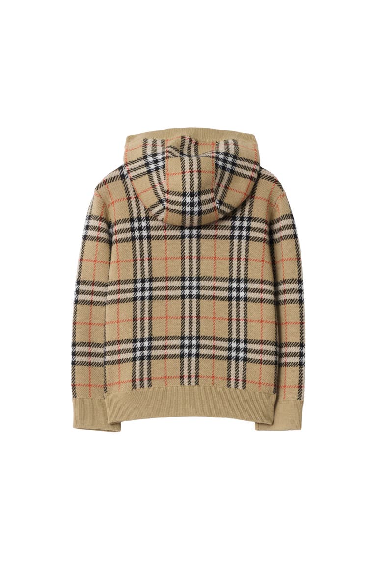 Check Wool Zip Hoodie, Alternate, color, Sand beige